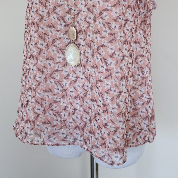 MAISON D'AMELIE Size Small Sleeveless Blouse Career Top Blush Pink floral - Picture 3 of 9